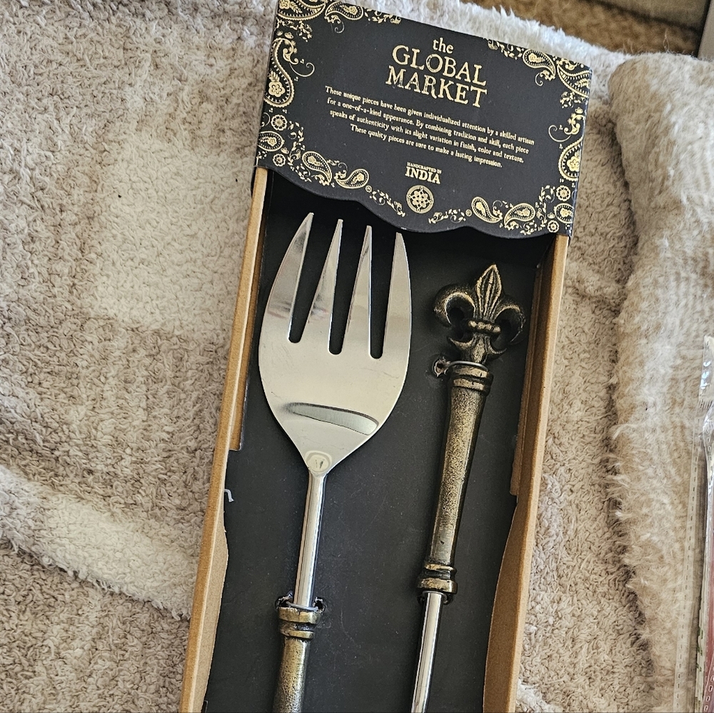 Silver and Bronze Serving Fork